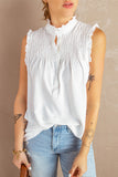 Frilled Tank Top with Buttons