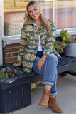 Multicolor Plus Size Flap Pockets Aztec Print Jacket