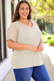 Lace Short Sleeve Plus Size Waffle Top