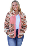 Western Colorblock Snap Buttoned Sherpa Jacket