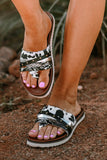 Leopard Studded Animal Print Flip Flop Sandals