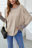 Contrast Cuffs Batwing Sleeve Loose Top