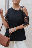 Lace Splicing Strappy Cold Shoulder Top