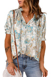 Paisley Print Wide Sleeves Loose Blouse