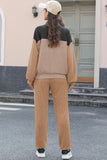 Fiery Red Corded 2pcs Colorblock Pullover and Pants Outfit