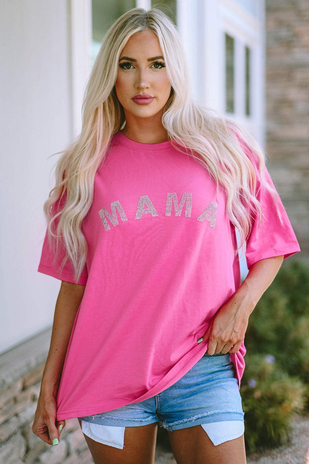 Rhinestone MAMA Graphic T Shirt