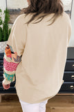 Rose Red Plus Size Printed Patchwork Sleeve Split Sweatshirt