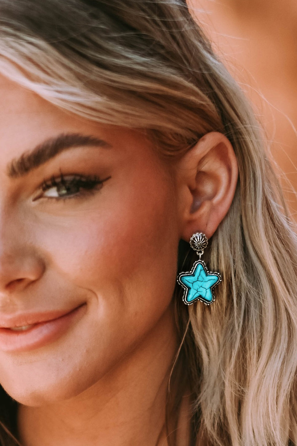 Star Dangle Antique Studded Western Earrings