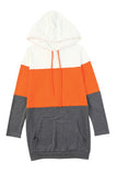 Colorblock Kangaroo Pocket Hooded Dress