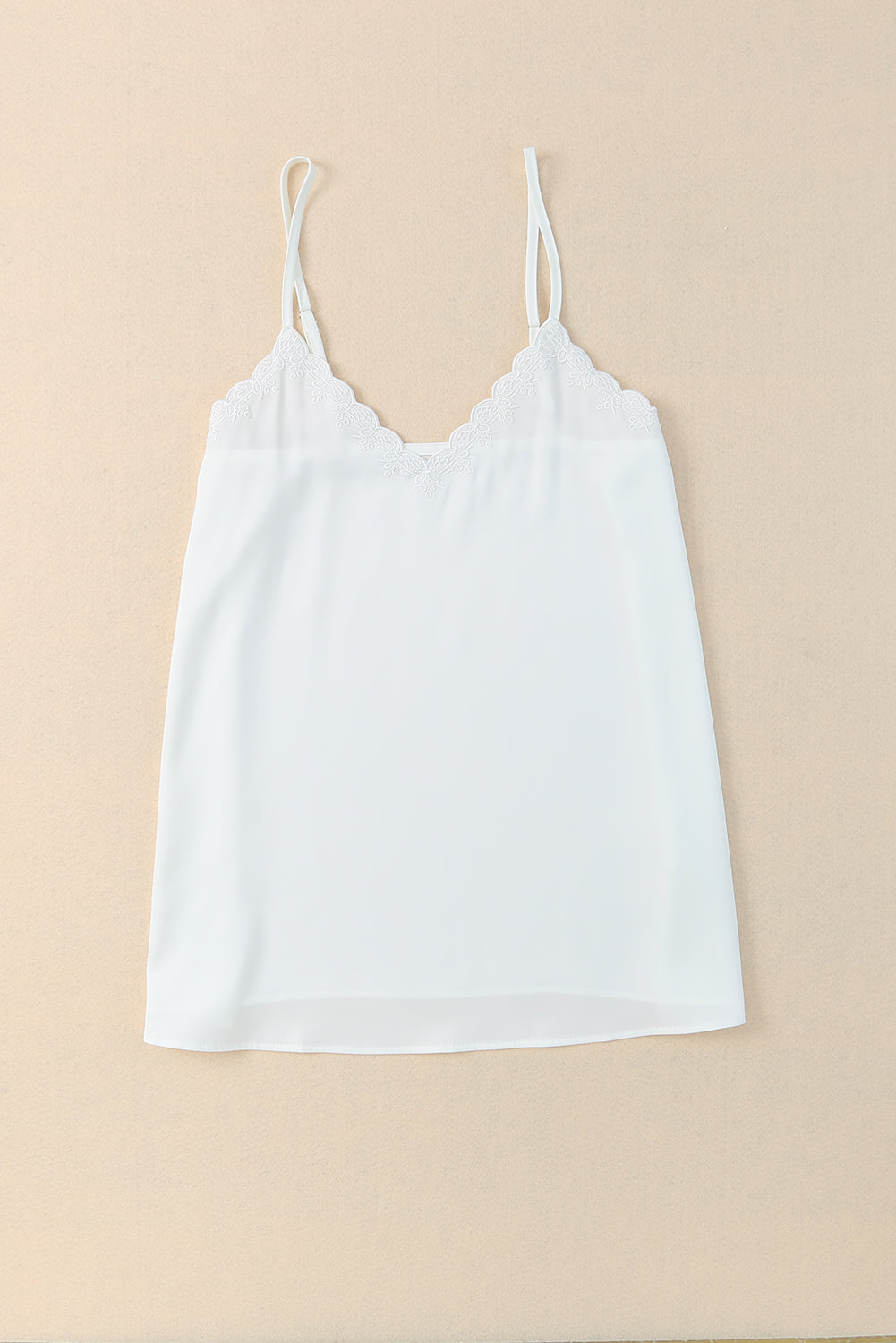 Scalloped V Neck Embroidered Camisole Top