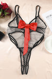 Bow Knot Polka Dot See-through Teddy Lingerie