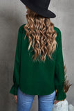 Crew Neck Ruffle Bubble Sleeve Top