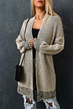 Gray Textured Knit Pocketed Duster Cardigan