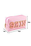 SKIN Embroidered Patch Zipped Cosmetic Bag 19*7*12cm