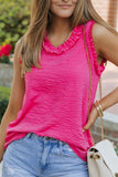 Frilled Trim V Neck Tank Top