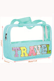 Light Pink TRAVEL Chenille Letter Clear PVC Makeup Bag