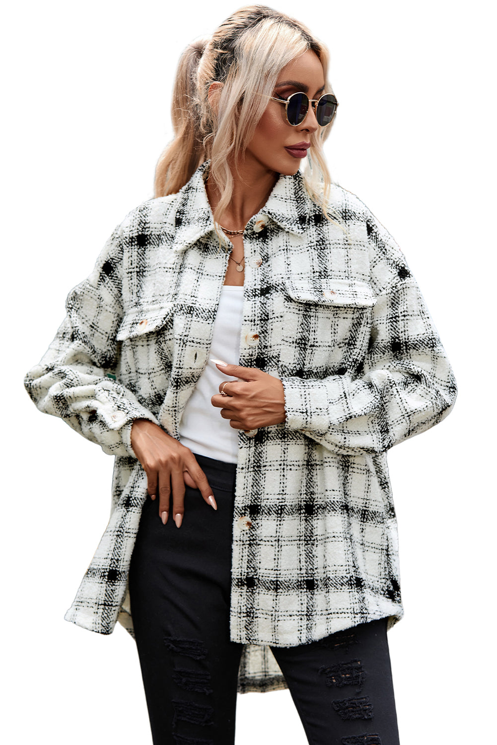 Oversized Plaid Pattern Flannel Shacket