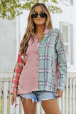 Plaid Contrast Color Block Shirt