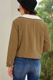 Gray Corduroy Sherpa Snap Button Flap Jacket