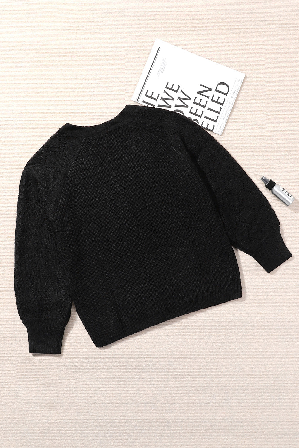 Bishop Sleeve Button V Neck Sweater