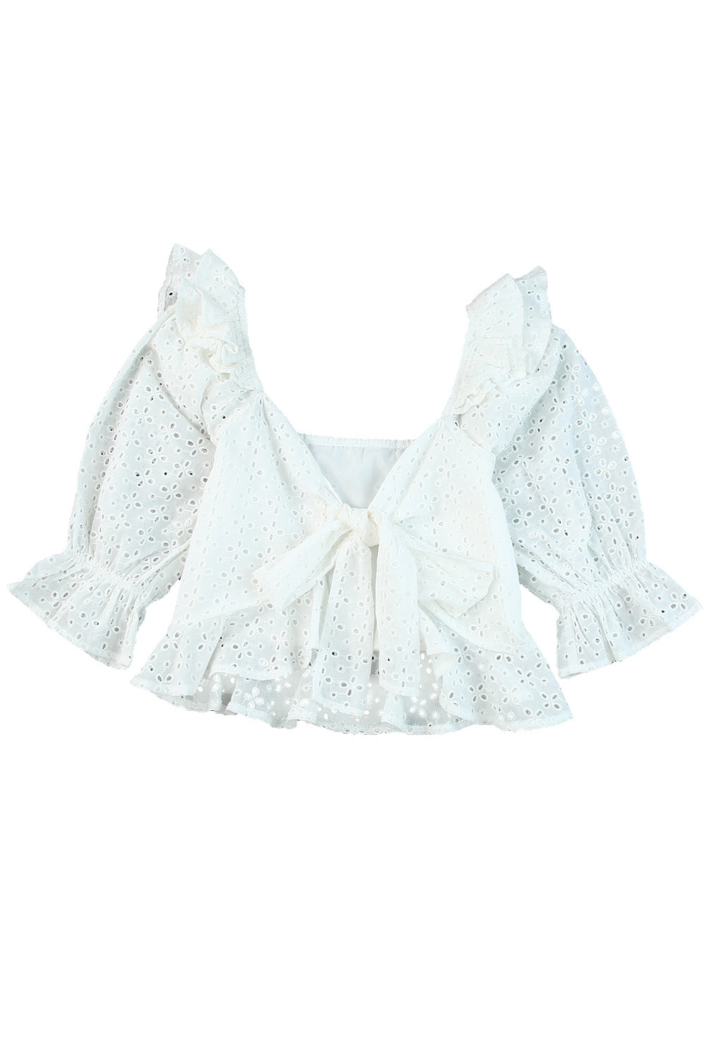 Ruffle Puff Sleeve Crop Top