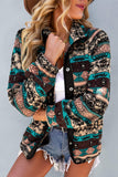 Western Colorblock Snap Buttoned Sherpa Jacket