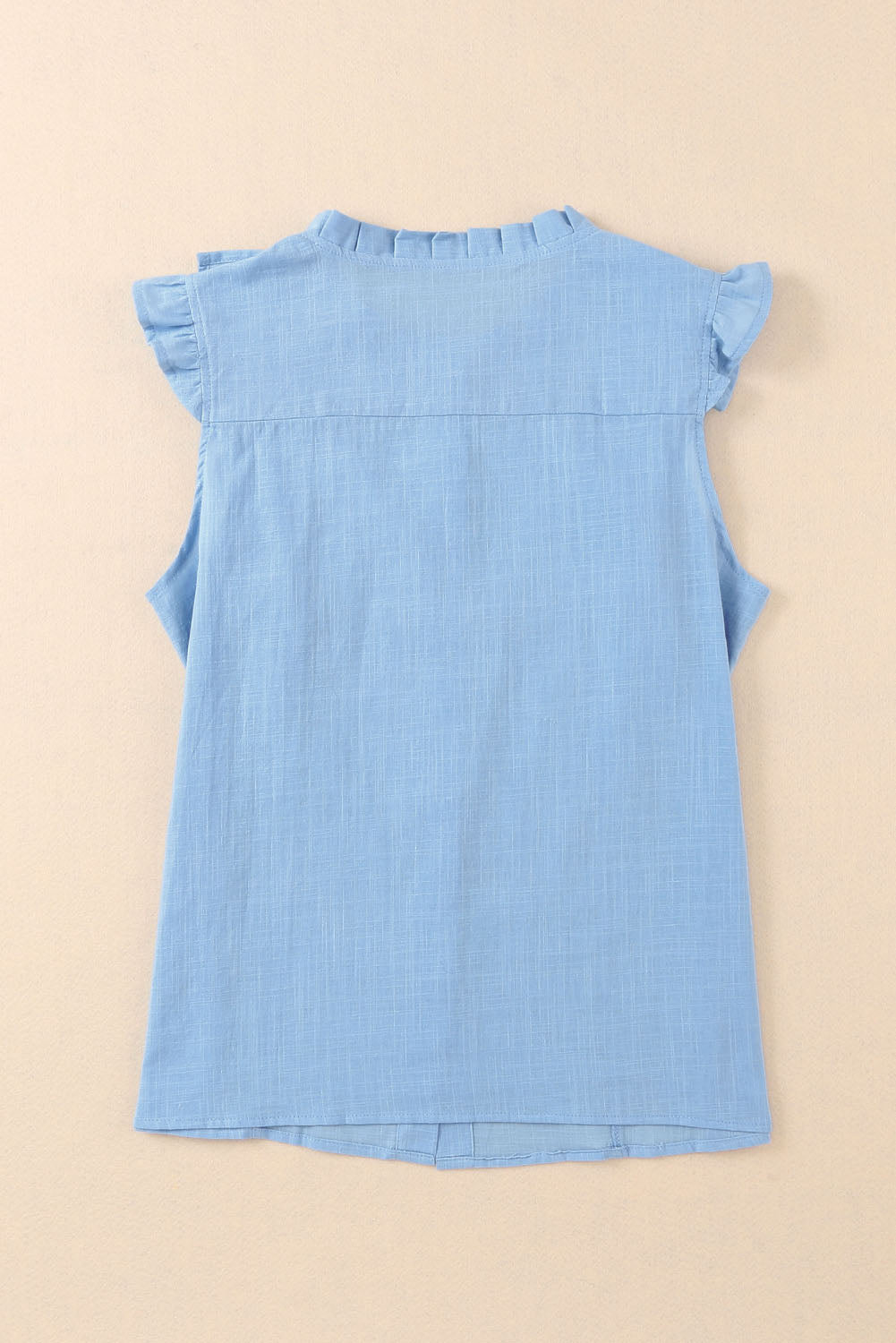 Chemise sans manches légère et douce à volants bleu ciel