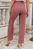 Drawstring Elastic Waist Pockets Long Straight Legs Pants