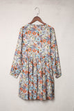 Split Neck Buttons Front Shirt Floral Dress