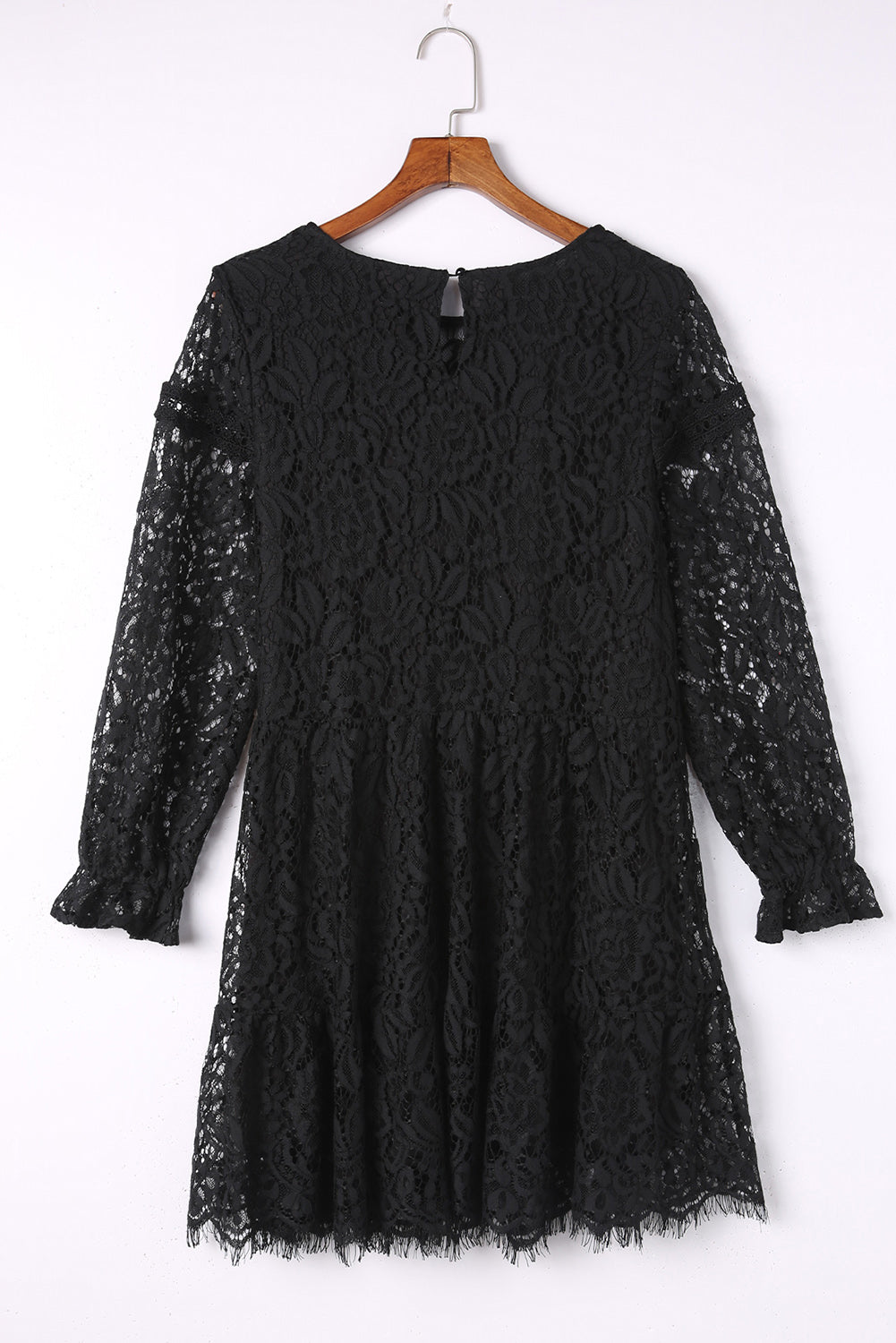 Lace Splicing Long Sleeve Mini Dress