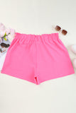 Paperbag High Waist Textured Plus Size Casual Shorts