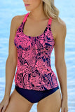 Floral Printed Blouson Tankini Top