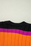 Striped Colorblock Drop Shoulder Slouchy Cardigan