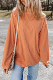 Orange Spooky Season Ghost Print Ribbed Pullover Sweatshirt