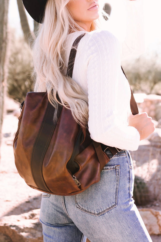 Multifunctional Retro Faux Leather Backpack