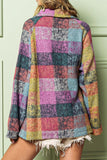 Multicolor Brushed Plaid Pocketed Oversize Shacket