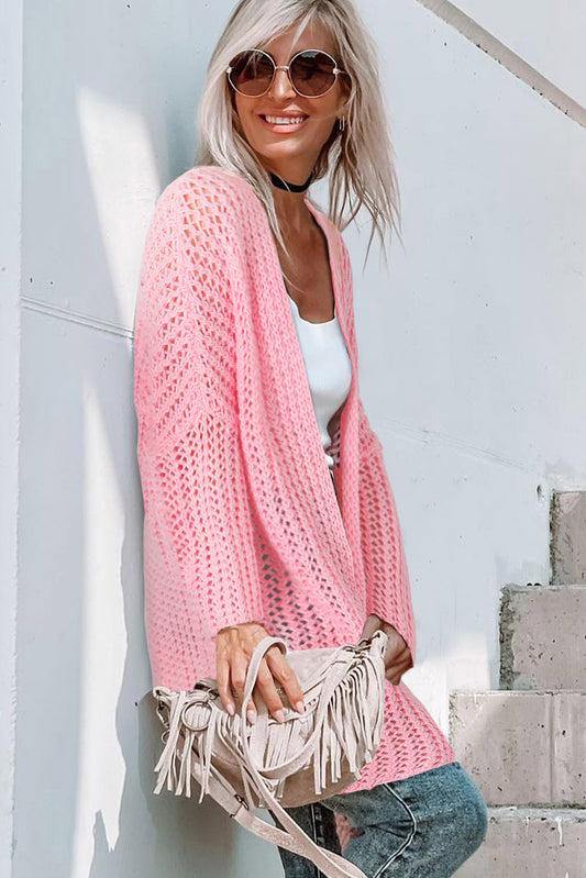 Open Knit Long Sleeve Oversized Cardigan