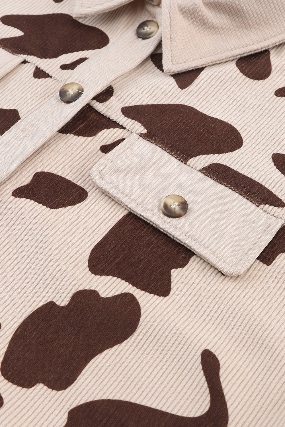 Cow Spots Printed Corduroy Shacket