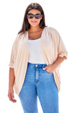 Apricot Shimmer Ribbed Texture Plus Size Cardigan