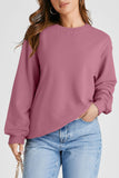 Navy Blue Plain Drop Shoulder Crewneck Pullover Sweatshirt