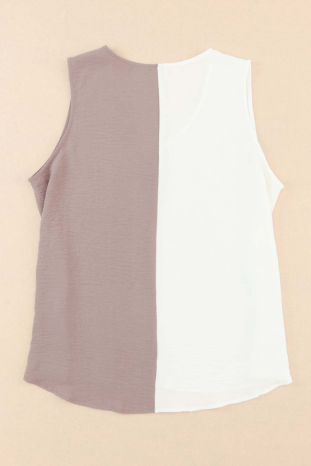 Plus Size Colorblock V Neck Tank Top