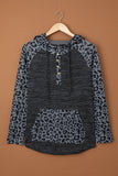 Color Block Leopard Long Sleeves Hoodie