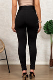 Black Leather Panel Patchwork High Waist Leggings