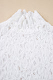 White Flower Lace See Through Mock Neck Long Sleeve Top