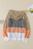 Zipped Front Colorblock Hollow-out Knit Hoodie