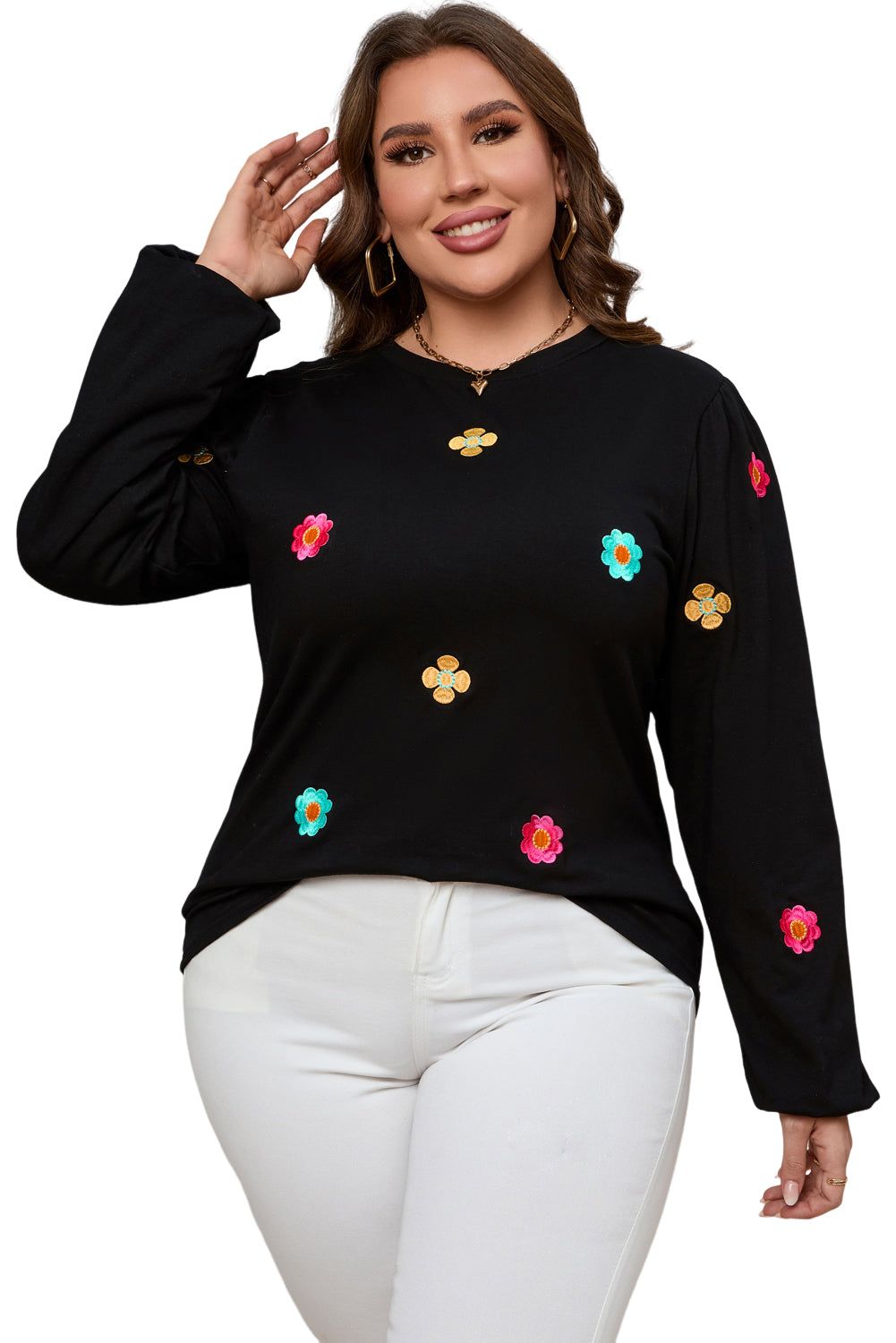 Floral Embroidered Puff Sleeve Top