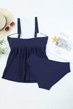 Adjustable Straps Ruched 2pcs Tankini Swimsuit