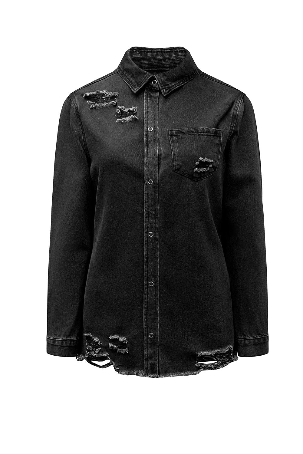 Black Ripped Denim Jacket