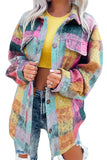 Multicolor Brushed Plaid Pocketed Oversize Shacket