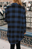 Brown Turn-down Collar Plaid Shirt Coat